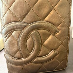 CHANEL Quilted Metallic Leather Wallet